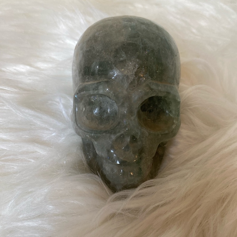 Green strawberry quartz Skull